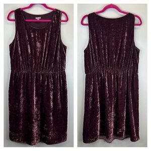 J. Jill L silk blend purple crushed Velvet Dress sleeveless elastic waist EUC